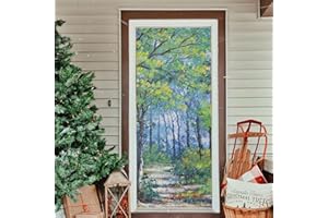 Sletend Tree Oil Painting Door Cover Party Accessory Porch Decor Festive Door Cover for Home, Indoor Outdoor Party Decoration,35 x 79 Inch