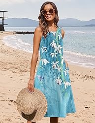 HOTOUCH Women Summer Casual Midi Dress Floral