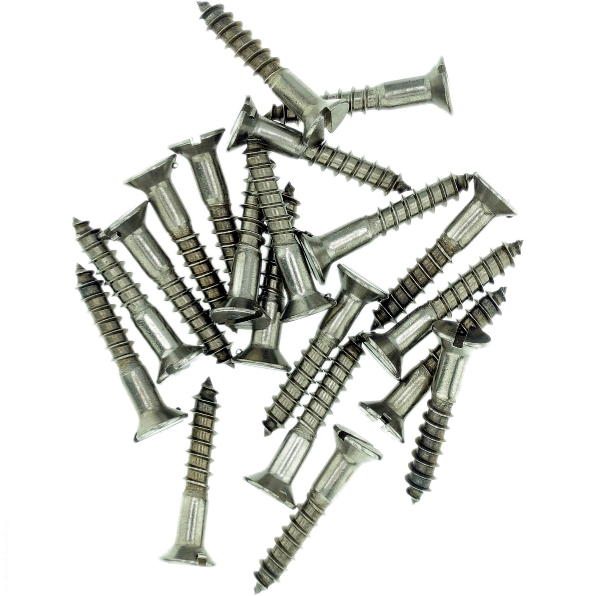 No.6 x 1.18 (3.5mm x 30mm) Slot Countersunk Wood Screw - Stainless Steel (A2) (Pack of 20)