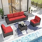 Delnavik Patio Furniture Set Sofa 6-Piece Wicker PE