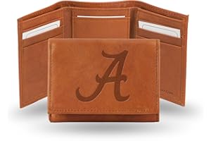 Rico Industries NCAA Alabama Crimson Tide Embossed Leather Trifold Wallet, Tan