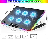 LIANGSTAR Laptop Cooling Pad 6 Fans 10 RGB Modes 7 Height Adjustable 11.3-17 in view 7