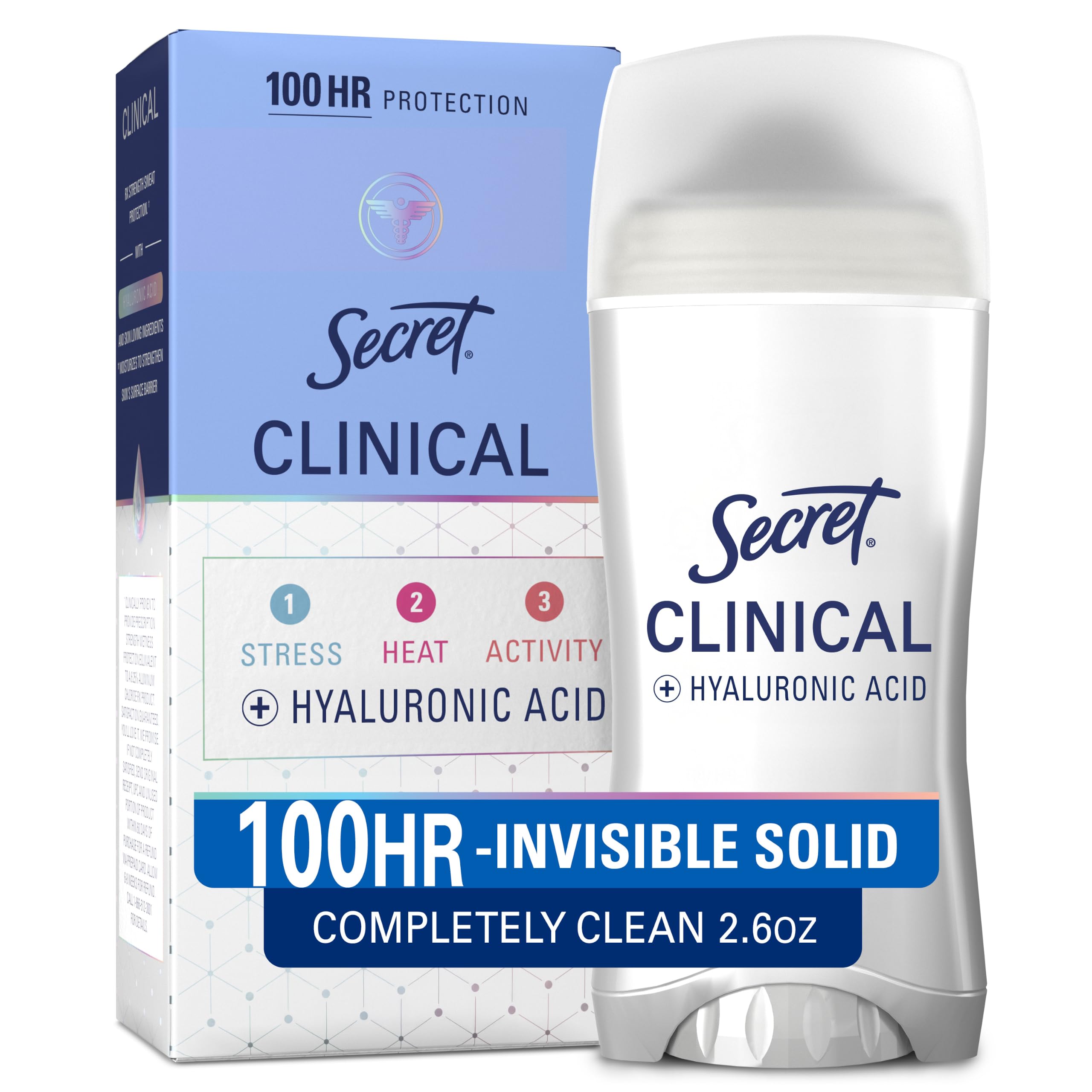 Secret Clinical Strength 100HR Antiperspirant Deodorant for Women, 3X Sweat & Odor Protection vs. Ordinary Antiperspirant, Hy