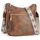 KITEVIUN Medium Crossbody Bags for Women Trendy, Women's Butterfly Shoulder Handbags with Tassel