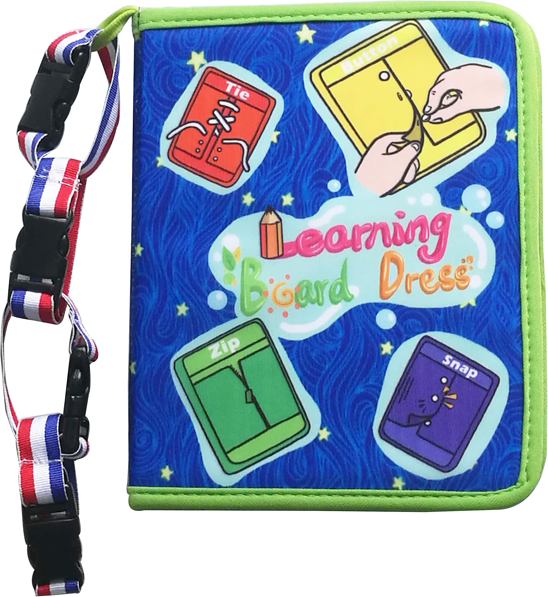 Yoovi Montessori Early Learning Basic Life Skills Toys Busy Quiet Book Learn to Dress Boards- Zip,Snap, Button, Buckle, Lace and Tie and Wrist Strap Buckles Educational Toy