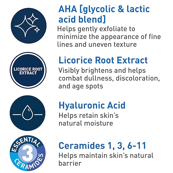 CERAVE SKIN RENEWING NIGHTLY EXFOLIATING TREATMENT, ANTI AGING SERUM WITH 5% BLEND OF GLYCOLIC ACID & LACTIC ACID, WRINKLES & DARK SPOT CORRECTOR FOR FACE, EXFOLIATING GEL, 1.7 OZ