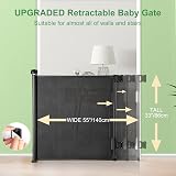 MYPIN Extra Wide Retractable Dog and Baby Gate 140 x 86 cm Black view 9