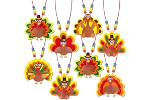 ENVOTEK Thanksgiving Crafts for Kids 24 Sets DIY Thanksgiving Turkey Necklace Craft Kits Party Favors Gifts Fall Thanksgiving Turkey Decorations Arts & Crafts for Boys Girls Party Classroom Prizes Activities