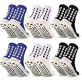 Barrlves 6 Pairs Kids Grip Soccer Socks Cushioned Non Slip Football Athletic Sports Socks for Boys Girls