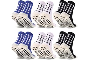 Barrlves 6 Pairs Kids Grip Soccer Socks Cushioned Non Slip Football Athletic Sports Socks for Boys Girls
