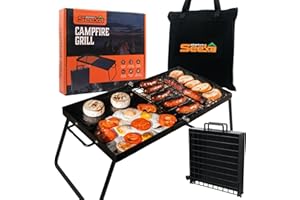Campfire (Adventure Seeka 24" Heavy Duty Folding Campfire Grill, Food-Safe Cooking Surface, Compact Folding Design, Portable Grill Grate & Griddle for Campfire Cooking, Australian Designed & Owned)