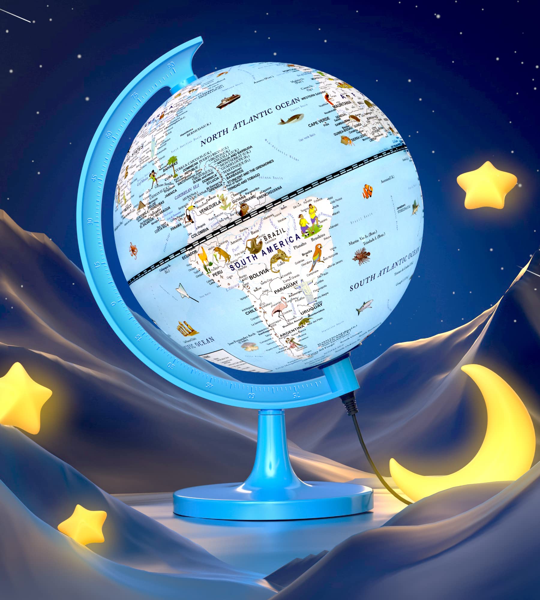 JOWHOL Illuminated Globe for Kids Learning with