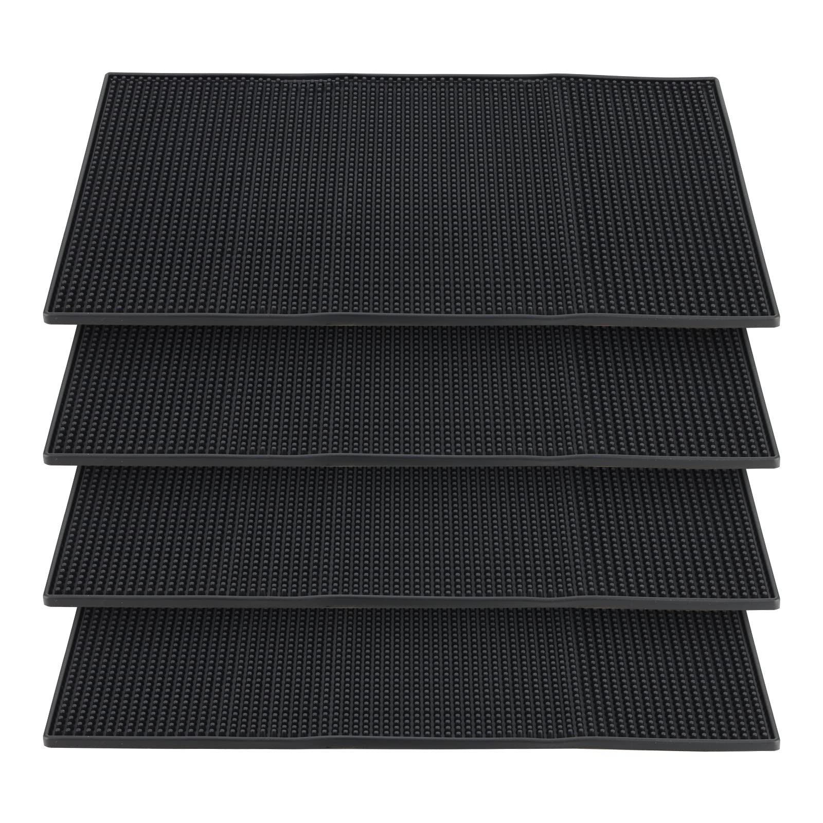 ZEONHAK 4 PCS Black Rubber Bar Mat, 18 x 12 Inch Coffee Bar Mat, 45 x 30cm Rubber Bar Service Mat for Dish, Glass Drying
