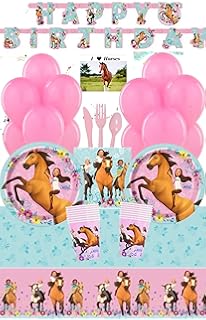 Amazon Com Spirit Riding Free Horse Birthday Party Supplies Set Plates Cups Napkins Tablecloth Banner Decoration And Sticker Toys Games