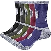 YUEDGE Men's Hiking Socks Moisture Wicking Mens Sock Cushioned Casual Athletic Sock Comfort Work Socks for Men, 5 Pairs