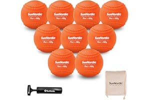 SunNordic 9 Pack Weighted Baseballs Set (16 oz) - Weighted Baseballs for Hitting Training & Improved Power - Pitching Training Baseball for All Skill Levels
