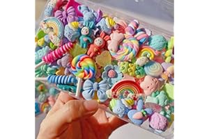 FULUSODO 100pcs Slime Charms Cute Set, Bulk Mixed Resin Charms Set Ornament Scrapbooking (Colorful)