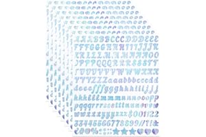 YIKTUNQ Lot de 1568 lettres autocollantes à paillettes colorées, 8 feuilles d'étiquettes de l'alphabet en vinyle scintillant 