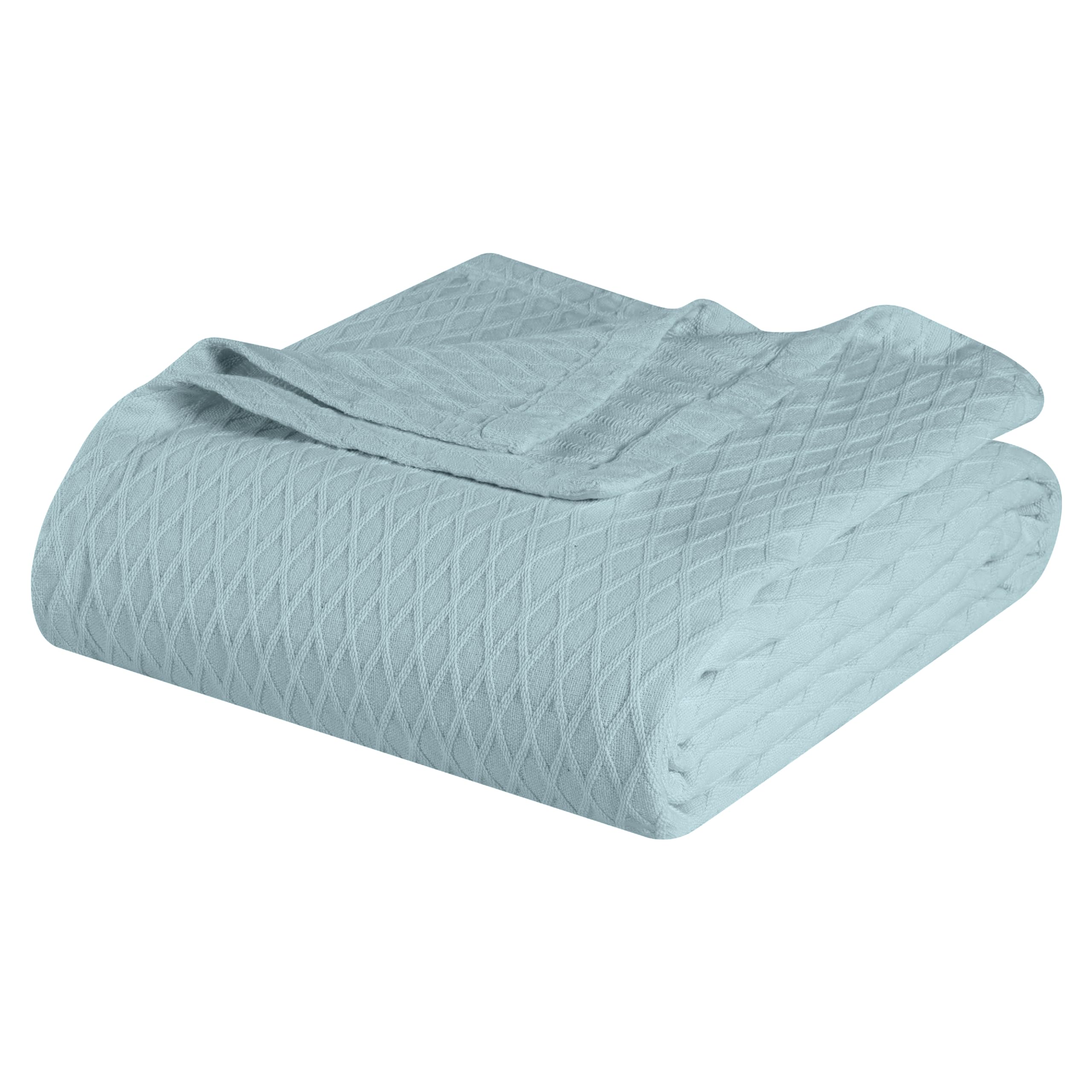 Superior Richmond All-Season Textured Cotton Weave Diamond Blanket, Full/Queen, Aqua — image 1