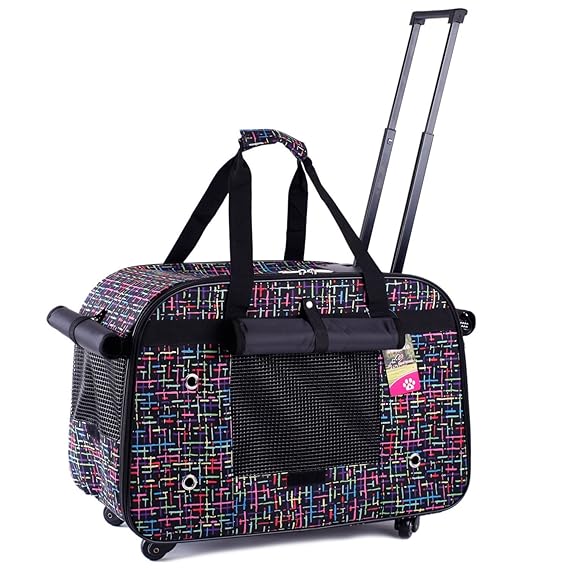 BELLAMORE GIFT Groß Trolley Hundetrolley für Hund bis 11kg Oder 2 Kleine Hunde Hundebox Katzenbox Transportbox Hundewagen