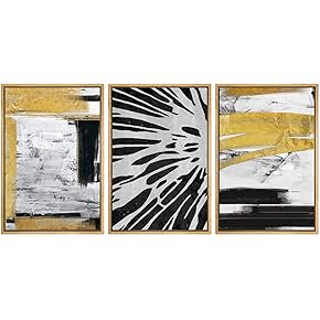 SIGNWIN Framed Canvas Wall Art Black and Gold...