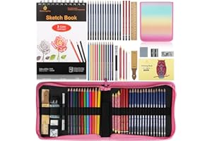 Daerthotk Drawing Pencils Watercolor Sketch Pencil Kit Colored Drawing Pro Artist Supplies with 3-Color Sketchbook Coloring Gift for Artists Adults Beginners 42 Pack Art