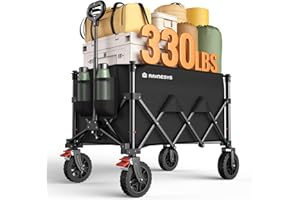 RAYNESYS Wagons Carts Foldable, Collapsible Foldable Wagon 330lbs Capacity, Large Capacity Wagon Cart with All-Terrain Wheels,Heavy Duty Utility Wagon Cart with Brakes for Camping Shopping Sports