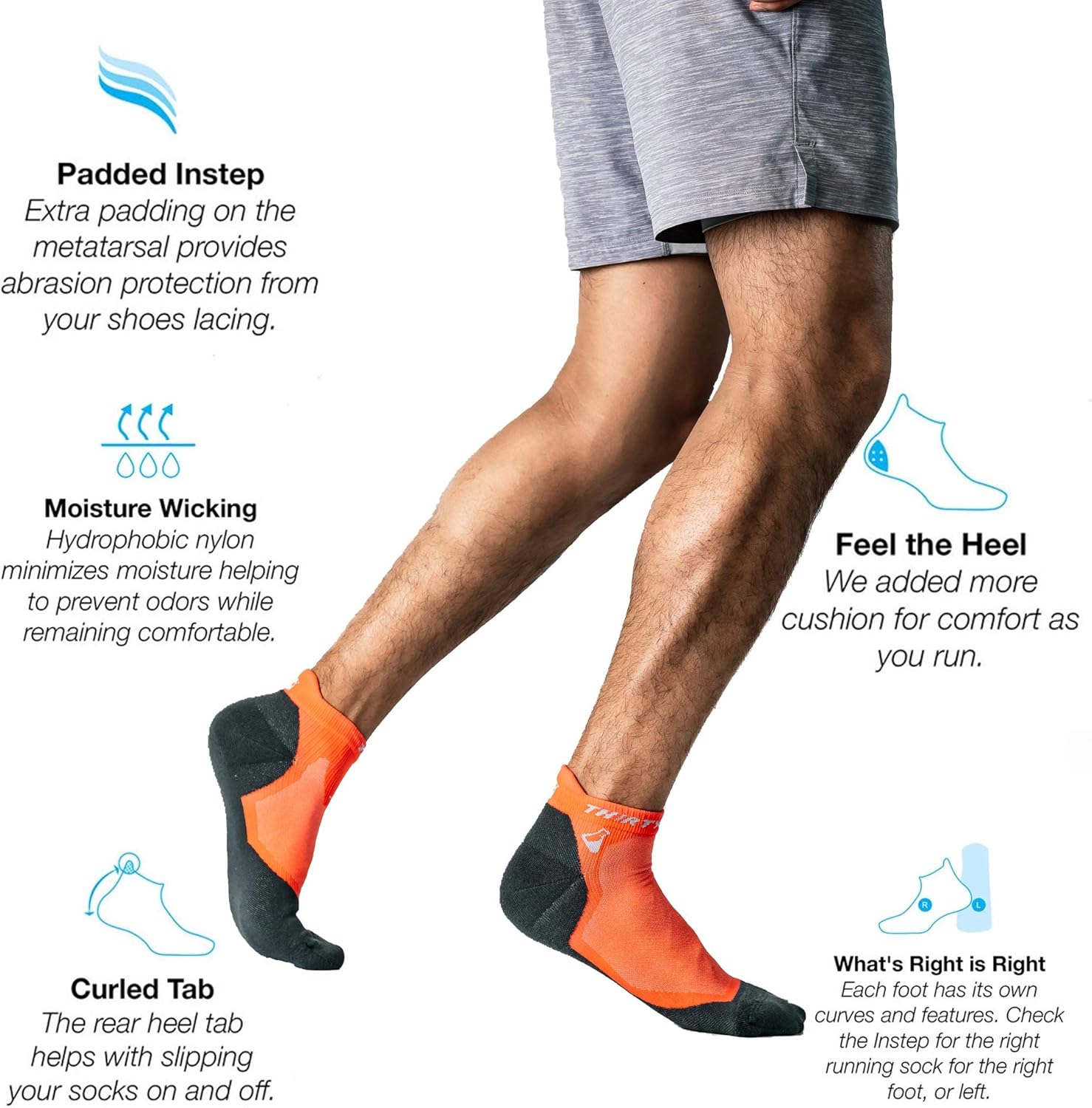 Thirty48 Ultralight Athletic Running Socks for Men and Women with Seamless Toe, Moisture Wicking, Cushion Padding : Clothing