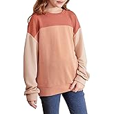blibean Tween Girls Fall Long Sleeve Shirt Kid Color Block Tops Size 6-15 Years