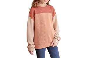 blibean Tween Girls Fall Long Sleeve Shirt Kid Color Block Tops Size 6-15 Years