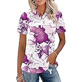 LUYAA Womens Golf Shirt Summer 1/4 Zip up Polo Shirts for Women Short Sleeve Moisture Wicking Gym Workout Tops