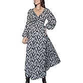 CUPSHE Casual Dress for Women 2025 Spring V Neck Long Sleeve Lace Floral High Waist Fall Maxi Formal Dress
