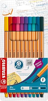 STABILO point 88 Fineliner Pack of 10 Special Colours 0.4mm Hexagonal