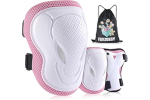 Forzueby Youth/Kids Protective Gear Sets Adjustable Knee Pads and Elbow Pads Wrist Guards for Kids Skateboard Roller Skates S