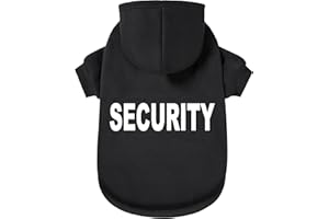 GreenJoy Security Dog Hoodie - Soft & Warm Dog Sweater with Leash Hole Design for Dog Cat,Dog Clothes for Daily Wear (Black (