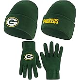 Ultra Game Adults NFL Official 2 Pack Super Soft Winter Beanie Knit Hats with Warm Touch Screen Gloves