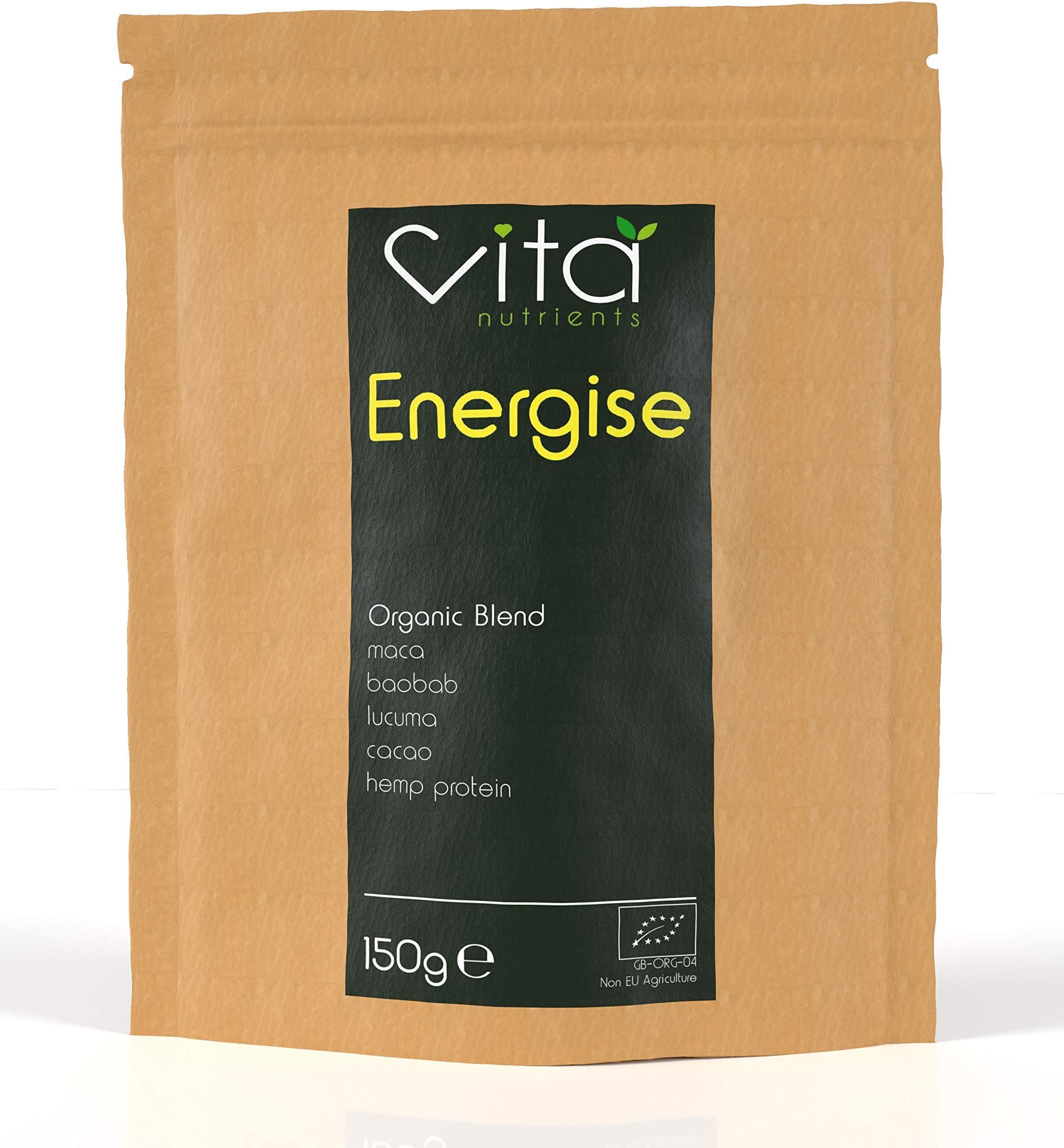 Vita Nutrients | Energise | Premium Organic Superfood Powder Blend 150g | Vegan & Gluten Free | 5 Plant based foods, Rich in Vitamins Minerals and Fibre | Supporting Energy levels | UK made
