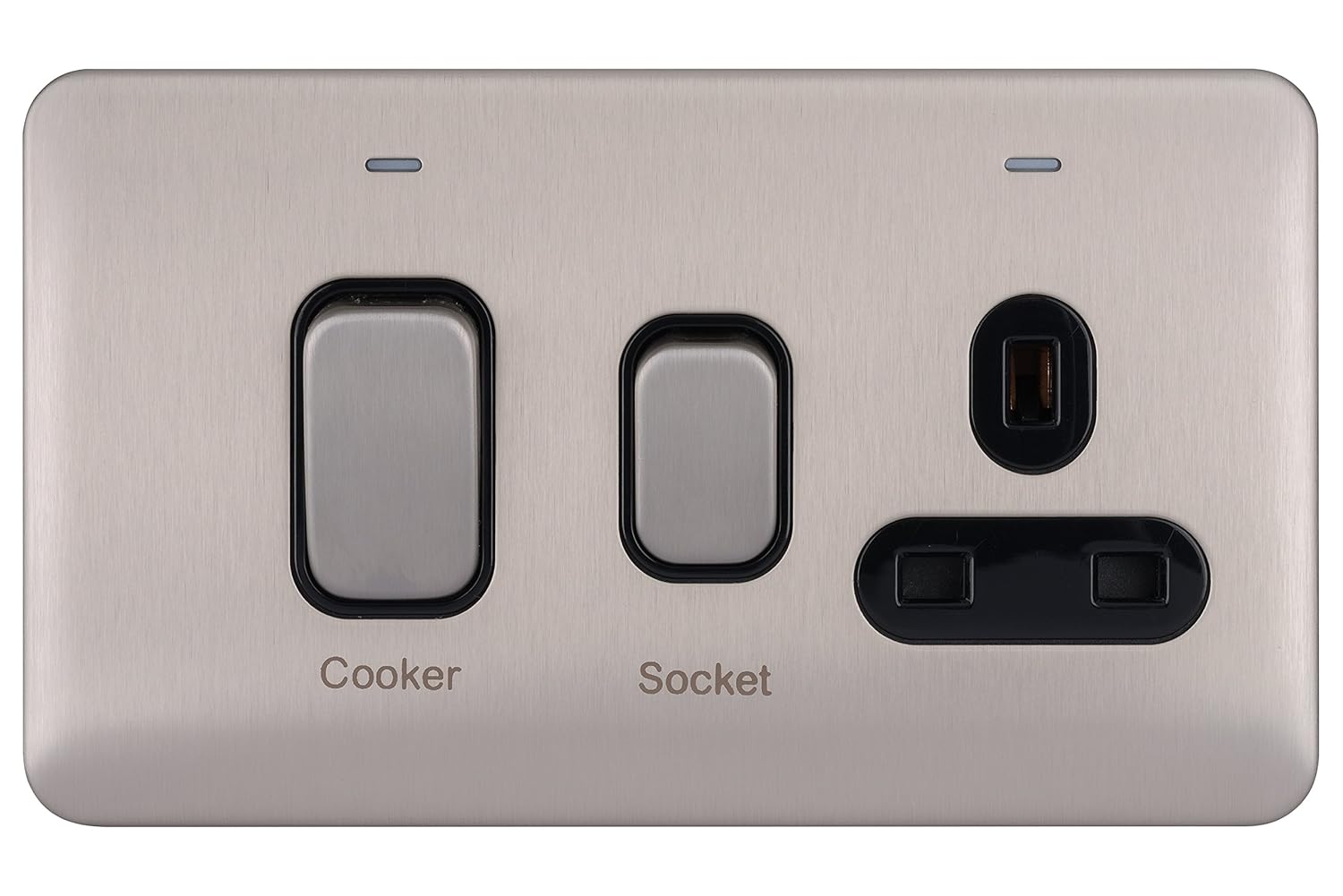 Schneider Electric Lisse Screwless Deco, Single Cooker Control Unit with Socket, Double Pole with Neon Indicator, 45A