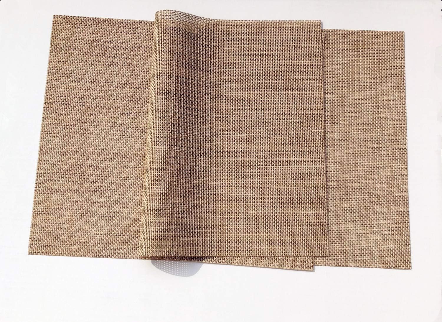 WANGCHAO Placemats Set of 8 Heat Insulation Stain Resistant Placemat for Dining Table Durable Crossweave Woven Vinyl Kitchen Table Mats Placemat (Linen, Set of 8): Home & Kitchen