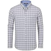 Alimens & Gentle Men's Plaid Button Down Shirts Cotton Long Sleeve Dress Shirts Regular Fit Gingham Shirts