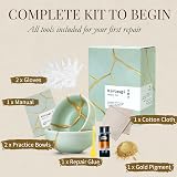Sandy Leaf Farm Kintsugi Repair Kit with Gold Powder & Two Practice Bowls view 2