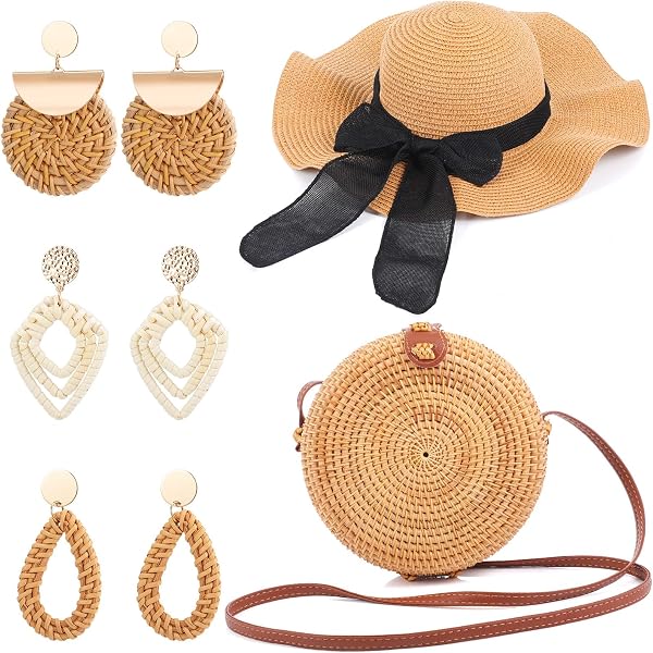 Amazon.com: Loetere 5 Pcs Women Straw Bag and Hat Set, Large  display picture 1