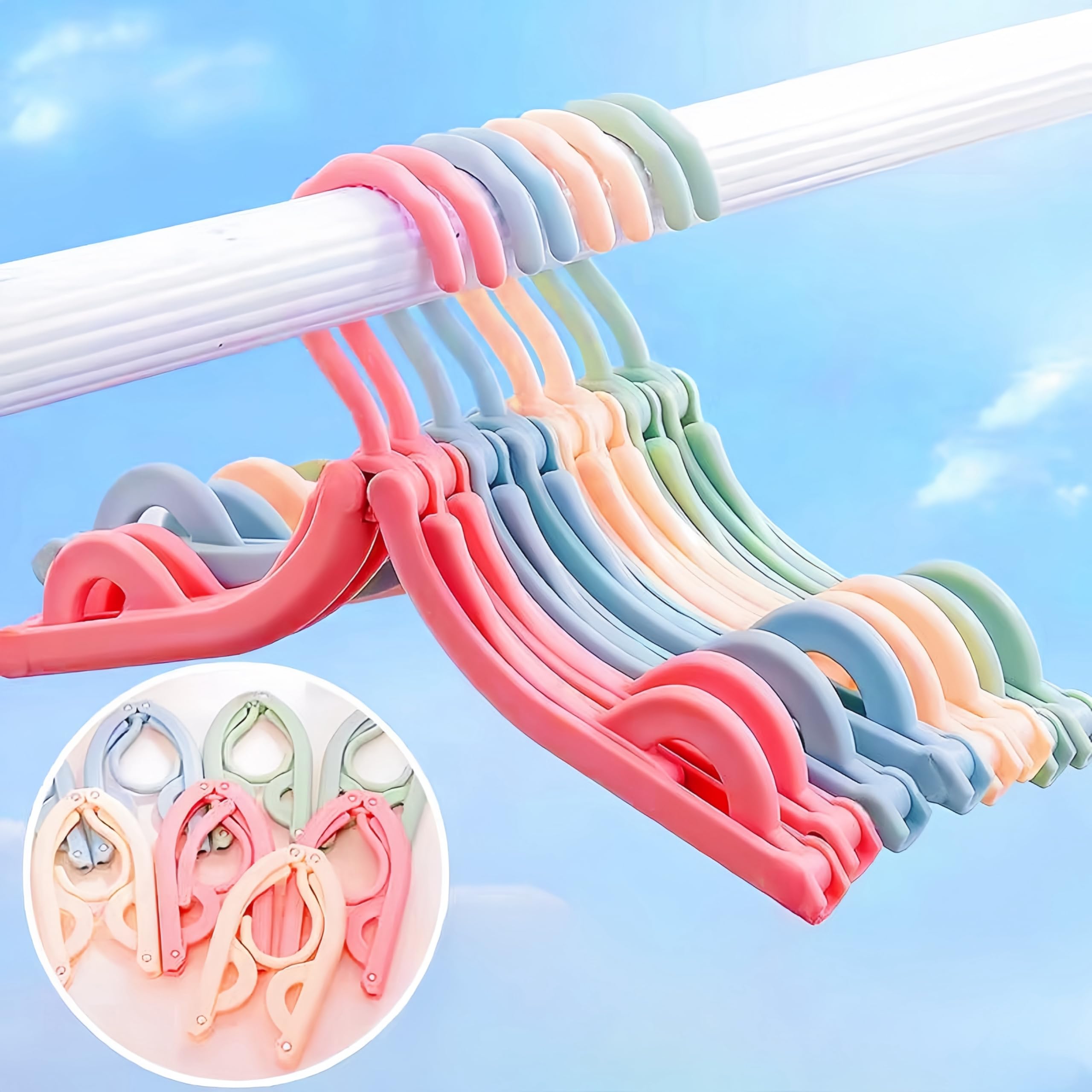 Photo 1 of 12pcs Foldable Plastic Travel Hanger Adjustable Multi-Functional Clothes Hanger for Home and Travel Hangers Convenient Hanger 12-Sets