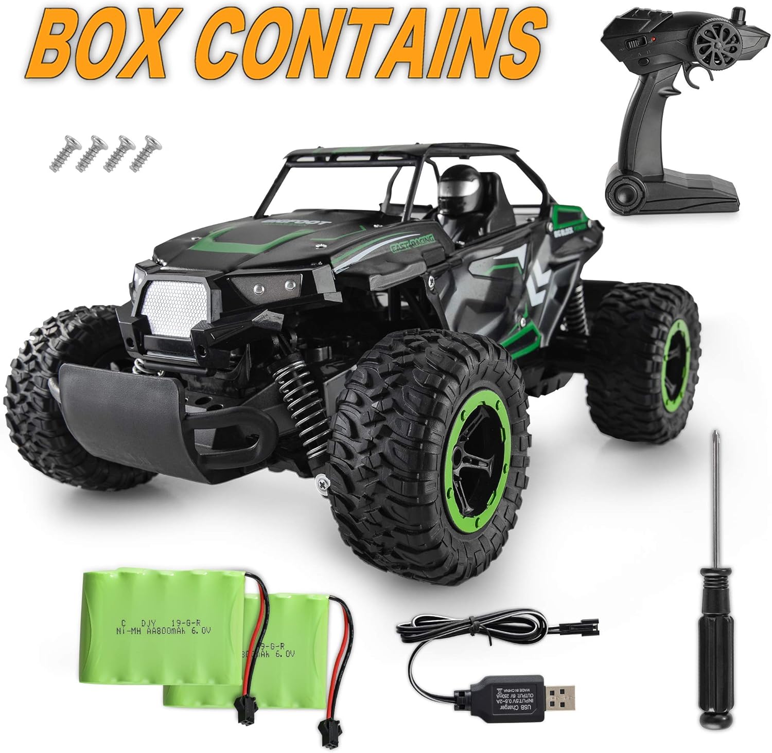 BEZGAR 18 Toy Grade 1:14 Scale Remote Control Car, 2WD High Speed 20 Km/h All Terrains Electric Toy Off Road RC Monster Vehicle Truck Crawler with Two Rechargeable Batteries for Boys Kids and Adults: Toys & Games