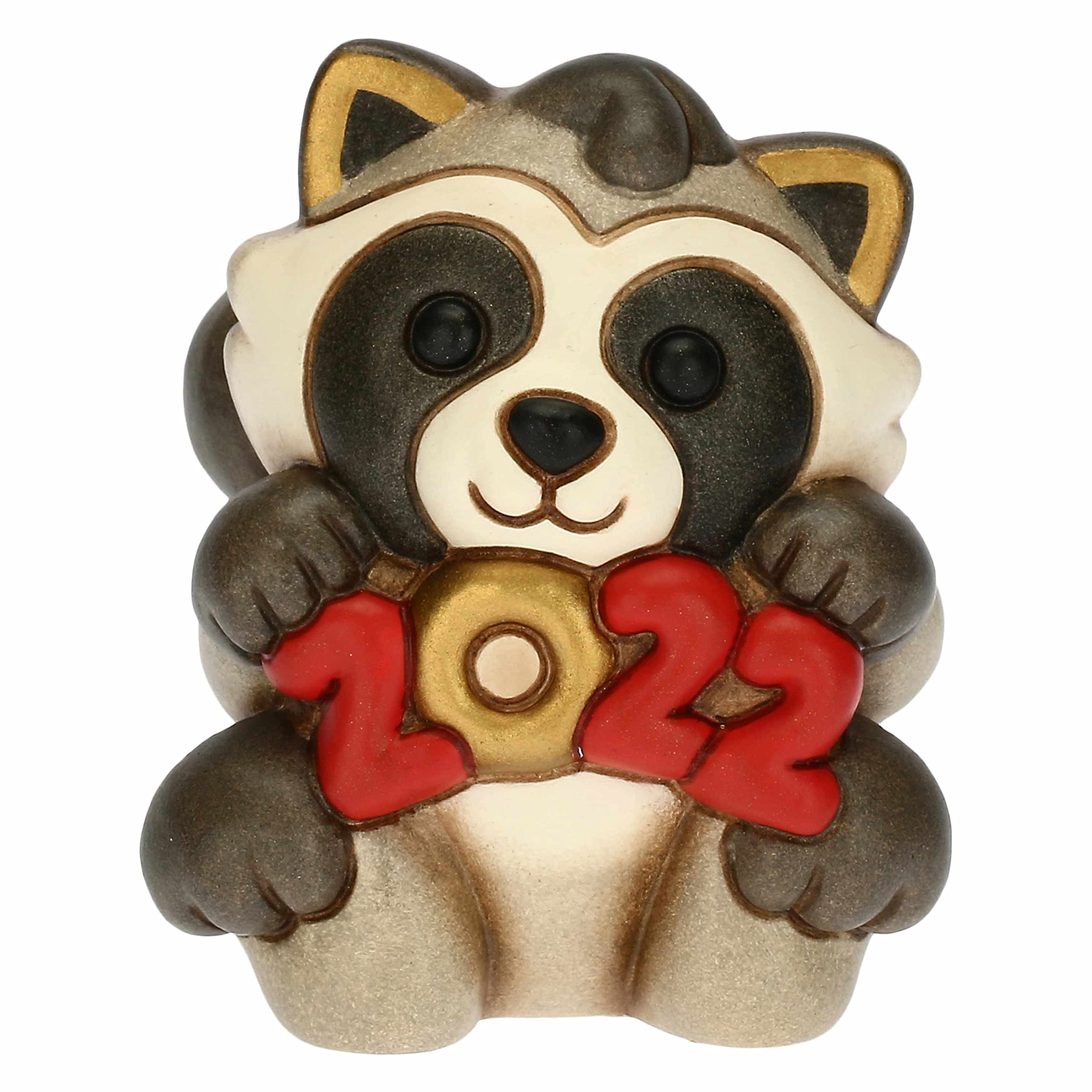 THUN - Raccoon Happy New Year 2022 - Ceramics - Christmas Line - Living, Home Decor - 6.3x6.5x7.5cm h