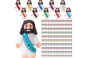 Bememo 400 Pcs Mini Jesus Figures Little Jesus Love You Action Figures Rubber Toys to Hide and Seek for Religious Party Favors Easter Egg Stuffers Sunday School Baptism