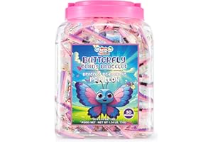 50 Butterfly Candy Bracelets, Novelty Pastel Candy Bracelets with Butterfly Charm, Cute Individually Wrapped Butterfly Party 