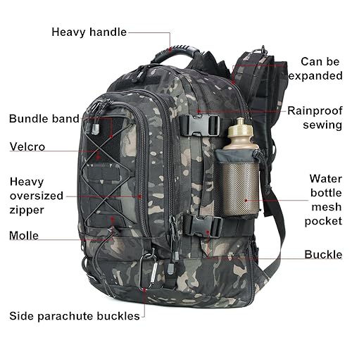 ARMYCAMO Expandable Adjustable 40L 64L Outdoors Day Backpack