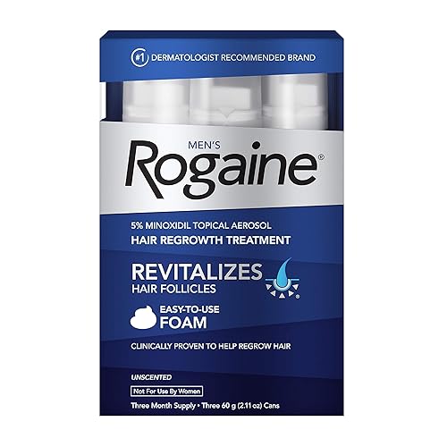 Men's Rogaine 5% Minoxidil Foam for Hair Loss and Hair Regrowth, Topical Treatment for Thinning Hair, 3-Month Supply