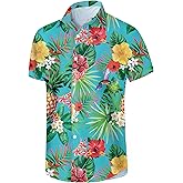 Kyrvtx Hawaiian Shirt for Men Summer Casual Beach Button Down Short Sleeve Printed Tropical Vacation Shirts